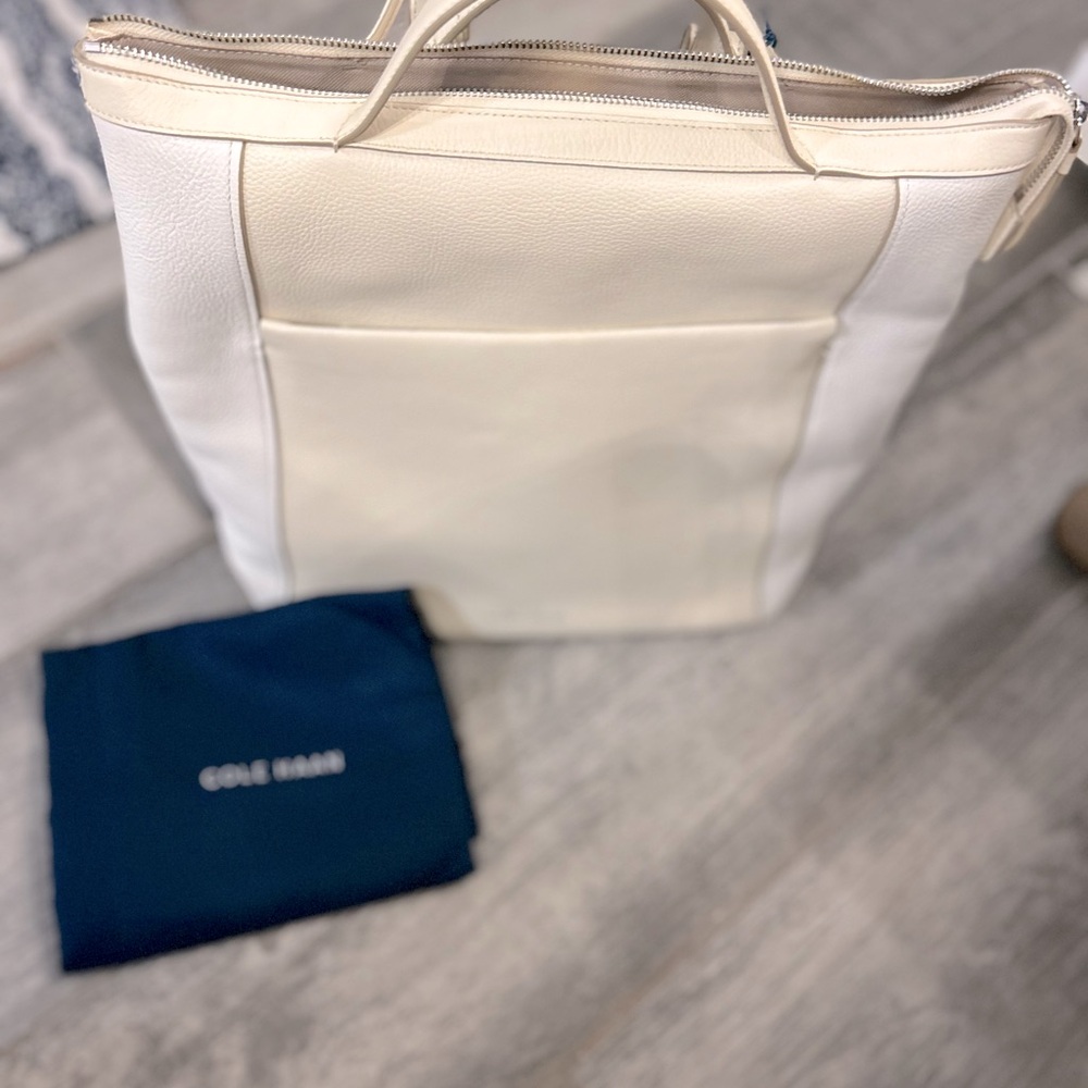 Cole Haan Grand Ambition Convertible Leather Backpack - NWT White/Cream